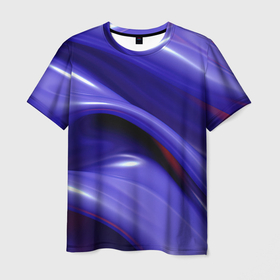 Мужская футболка 3D с принтом Фиолетовые абстрактные волны в Санкт-Петербурге, 100% полиэфир | прямой крой, круглый вырез горловины, длина до линии бедер | 