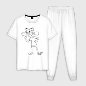 Мужская пижама хлопок с принтом Хельга из мультика Эй Арнольд в Тюмени, 100% хлопок | брюки и футболка прямого кроя, без карманов, на брюках мягкая резинка на поясе и по низу штанин
 | 