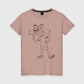 Женская футболка хлопок с принтом Хельга из мультика Эй Арнольд в Екатеринбурге, 100% хлопок | прямой крой, круглый вырез горловины, длина до линии бедер, слегка спущенное плечо | 
