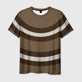 Мужская футболка 3D с принтом Текстура с коричневыми дугами в Кировске, 100% полиэфир | прямой крой, круглый вырез горловины, длина до линии бедер | 