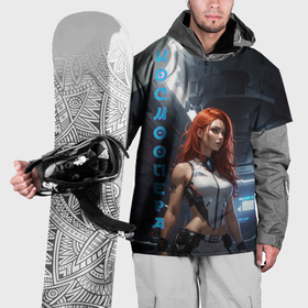 Накидка на куртку 3D с принтом Девушка в каюте космического корабля в Кировске, 100% полиэстер |  | 