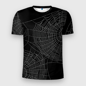 Мужская футболка 3D Slim с принтом Spider паутина , 100% полиэстер с улучшенными характеристиками | приталенный силуэт, круглая горловина, широкие плечи, сужается к линии бедра | 