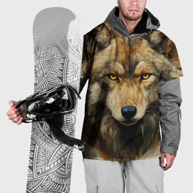 Накидка на куртку 3D с принтом Волк в стиле диаграмм Давинчи в Новосибирске, 100% полиэстер |  | 