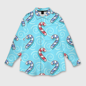 Мужская рубашка oversize 3D с принтом Новогодний леденец трость ,  |  | Тематика изображения на принте: 