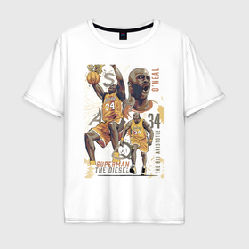 Мужская футболка хлопок Oversize с принтом Шакил ОНил   американский баскетболист в Кировске, 100% хлопок | свободный крой, круглый ворот, “спинка” длиннее передней части | 