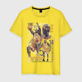 Мужская футболка хлопок с принтом Шакил ОНил   американский баскетболист в Курске, 100% хлопок | прямой крой, круглый вырез горловины, длина до линии бедер, слегка спущенное плечо. | 