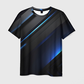 Мужская футболка 3D с принтом Вихрь синего в Санкт-Петербурге, 100% полиэфир | прямой крой, круглый вырез горловины, длина до линии бедер | 