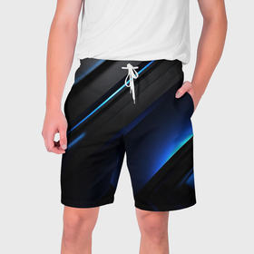 Мужские шорты 3D с принтом Вихрь синего в Санкт-Петербурге,  полиэстер 100% | прямой крой, два кармана без застежек по бокам. Мягкая трикотажная резинка на поясе, внутри которой широкие завязки. Длина чуть выше колен | 