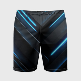 Мужские шорты спортивные с принтом Оттенки синего абстракт ,  |  | Тематика изображения на принте: 