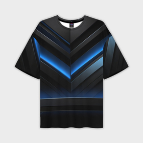 Мужская футболка oversize 3D с принтом Оттенки синего абстракция в Санкт-Петербурге,  |  | 