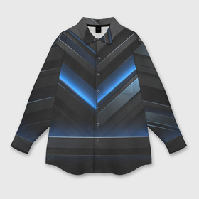 Мужская рубашка oversize 3D с принтом Оттенки синего абстракция в Санкт-Петербурге,  |  | 