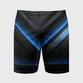 Мужские шорты спортивные с принтом Оттенки синего абстракция ,  |  | Тематика изображения на принте: 