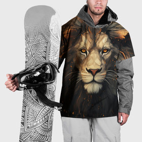 Накидка на куртку 3D с принтом Лев арт портрет на темном фоне в Петрозаводске, 100% полиэстер |  | Тематика изображения на принте: 