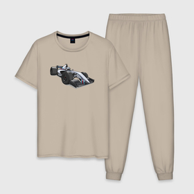 Мужская пижама хлопок с принтом Формула 1 Вильямс , 100% хлопок | брюки и футболка прямого кроя, без карманов, на брюках мягкая резинка на поясе и по низу штанин
 | 
