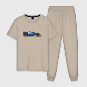 Мужская пижама хлопок с принтом Формула 1 синяя в Екатеринбурге, 100% хлопок | брюки и футболка прямого кроя, без карманов, на брюках мягкая резинка на поясе и по низу штанин
 | Тематика изображения на принте: 