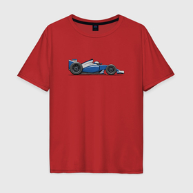 Мужская футболка хлопок Oversize с принтом Формула 1 синяя в Екатеринбурге, 100% хлопок | свободный крой, круглый ворот, “спинка” длиннее передней части | 