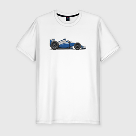 Мужская футболка хлопок Slim с принтом Формула 1 синяя в Екатеринбурге, 92% хлопок, 8% лайкра | приталенный силуэт, круглый вырез ворота, длина до линии бедра, короткий рукав | Тематика изображения на принте: 