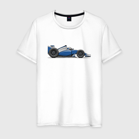 Мужская футболка хлопок с принтом Формула 1 синяя , 100% хлопок | прямой крой, круглый вырез горловины, длина до линии бедер, слегка спущенное плечо. | 