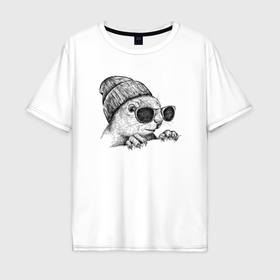 Мужская футболка хлопок Oversize с принтом Белка на стиле в Кировске, 100% хлопок | свободный крой, круглый ворот, “спинка” длиннее передней части | 