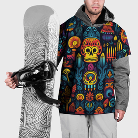 Накидка на куртку 3D с принтом Паттерн в мексиканском фолк стиле в Тюмени, 100% полиэстер |  | Тематика изображения на принте: 
