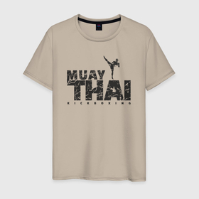Мужская футболка хлопок с принтом Kickboxing muay thai в Кировске, 100% хлопок | прямой крой, круглый вырез горловины, длина до линии бедер, слегка спущенное плечо. | 