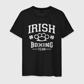 Мужская футболка хлопок с принтом Ирландский бокс в Курске, 100% хлопок | прямой крой, круглый вырез горловины, длина до линии бедер, слегка спущенное плечо. | 