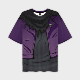 Мужская футболка oversize 3D с принтом Фиолетовая косуха лича с черепами в Курске,  |  | Тематика изображения на принте: 