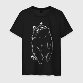 Мужская футболка хлопок с принтом Улыбающийся котик арт в Белгороде, 100% хлопок | прямой крой, круглый вырез горловины, длина до линии бедер, слегка спущенное плечо. | 