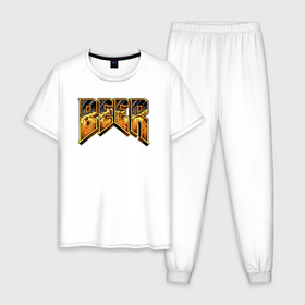 Мужская пижама хлопок с принтом Doom beer , 100% хлопок | брюки и футболка прямого кроя, без карманов, на брюках мягкая резинка на поясе и по низу штанин
 | 