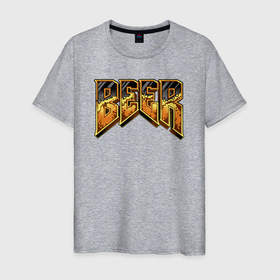 Мужская футболка хлопок с принтом Doom beer , 100% хлопок | прямой крой, круглый вырез горловины, длина до линии бедер, слегка спущенное плечо. | 