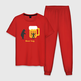 Мужская пижама хлопок с принтом Пивные обнимашки в Белгороде, 100% хлопок | брюки и футболка прямого кроя, без карманов, на брюках мягкая резинка на поясе и по низу штанин
 | 