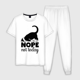 Мужская пижама хлопок с принтом Nope   not today в Новосибирске, 100% хлопок | брюки и футболка прямого кроя, без карманов, на брюках мягкая резинка на поясе и по низу штанин
 | Тематика изображения на принте: 