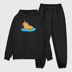 Мужской костюм oversize хлопок с принтом Капибара с резиновыми уточками в Ухте,  |  | 