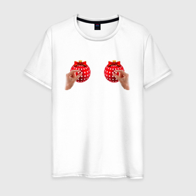 Мужская футболка хлопок с принтом Прикосновение к новогодним игрушкам в Курске, 100% хлопок | прямой крой, круглый вырез горловины, длина до линии бедер, слегка спущенное плечо. | 
