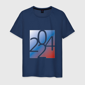 Мужская футболка хлопок с принтом Россия 2024 год , 100% хлопок | прямой крой, круглый вырез горловины, длина до линии бедер, слегка спущенное плечо. | 