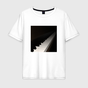 Мужская футболка хлопок Oversize с принтом Бесконечное пианино в Белгороде, 100% хлопок | свободный крой, круглый ворот, “спинка” длиннее передней части | 