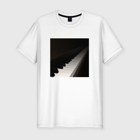 Мужская футболка хлопок Slim с принтом Бесконечное пианино в Петрозаводске, 92% хлопок, 8% лайкра | приталенный силуэт, круглый вырез ворота, длина до линии бедра, короткий рукав | 