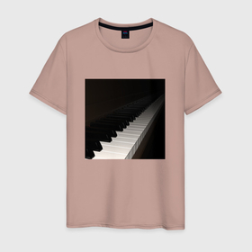 Мужская футболка хлопок с принтом Бесконечное пианино в Петрозаводске, 100% хлопок | прямой крой, круглый вырез горловины, длина до линии бедер, слегка спущенное плечо. | 