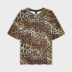 Мужская футболка oversize 3D с принтом Пятнистая шкура   леопард в Екатеринбурге,  |  | Тематика изображения на принте: 