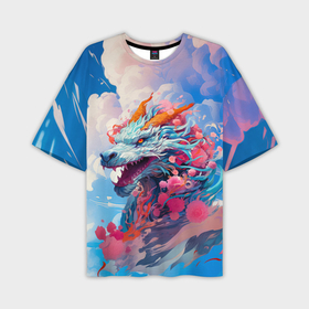 Мужская футболка oversize 3D с принтом Небесный дракон в Белгороде,  |  | 