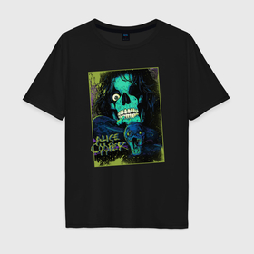 Мужская футболка хлопок Oversize с принтом Snake Alice Cooper в Кировске, 100% хлопок | свободный крой, круглый ворот, “спинка” длиннее передней части | 