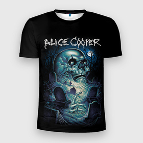 Мужская футболка 3D Slim с принтом Night skull Alice Cooper в Белгороде, 100% полиэстер с улучшенными характеристиками | приталенный силуэт, круглая горловина, широкие плечи, сужается к линии бедра | 