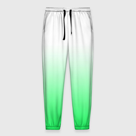 Мужские брюки 3D с принтом Градиент бело зелёный в Белгороде, 100% полиэстер | манжеты по низу, эластичный пояс регулируется шнурком, по бокам два кармана без застежек, внутренняя часть кармана из мелкой сетки | 
