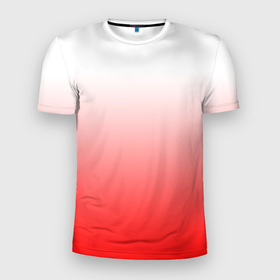 Мужская футболка 3D Slim с принтом Градиент бело красный в Белгороде, 100% полиэстер с улучшенными характеристиками | приталенный силуэт, круглая горловина, широкие плечи, сужается к линии бедра | Тематика изображения на принте: 