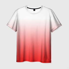Мужская футболка 3D с принтом Градиент бело красный в Белгороде, 100% полиэфир | прямой крой, круглый вырез горловины, длина до линии бедер | Тематика изображения на принте: 
