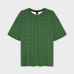 Мужская футболка oversize 3D с принтом Мелкие снежинки паттерн зелёный в Екатеринбурге,  |  | 