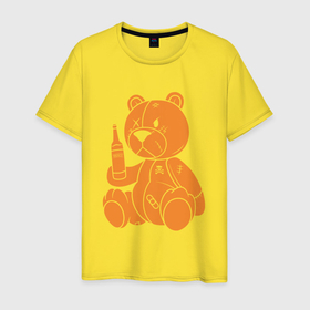 Мужская футболка хлопок с принтом Плюшевый медвежонок в Белгороде, 100% хлопок | прямой крой, круглый вырез горловины, длина до линии бедер, слегка спущенное плечо. | 