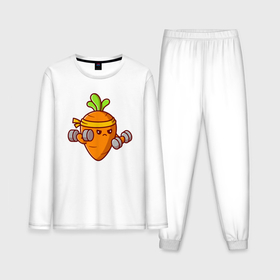 Мужская пижама с лонгсливом хлопок с принтом Морковь на спорте ,  |  | Тематика изображения на принте: 