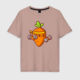 Мужская футболка хлопок Oversize с принтом Морковь на спорте , 100% хлопок | свободный крой, круглый ворот, “спинка” длиннее передней части | Тематика изображения на принте: 