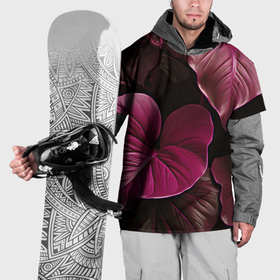 Накидка на куртку 3D с принтом Пурпурные крупные листья в Петрозаводске, 100% полиэстер |  | 